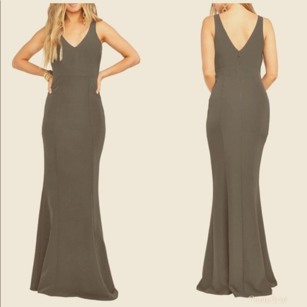 NWT SHOW ME YOUR MUMU Morgan Trumpet Gown Sleeveless Charcoal XS